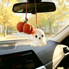 Halloween Car Charm - Hand-Crocheted Ghost