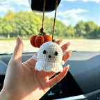 Halloween Car Charm - Hand-Crocheted Ghost