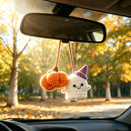 Halloween Car Charm - Hand-Crocheted Ghost