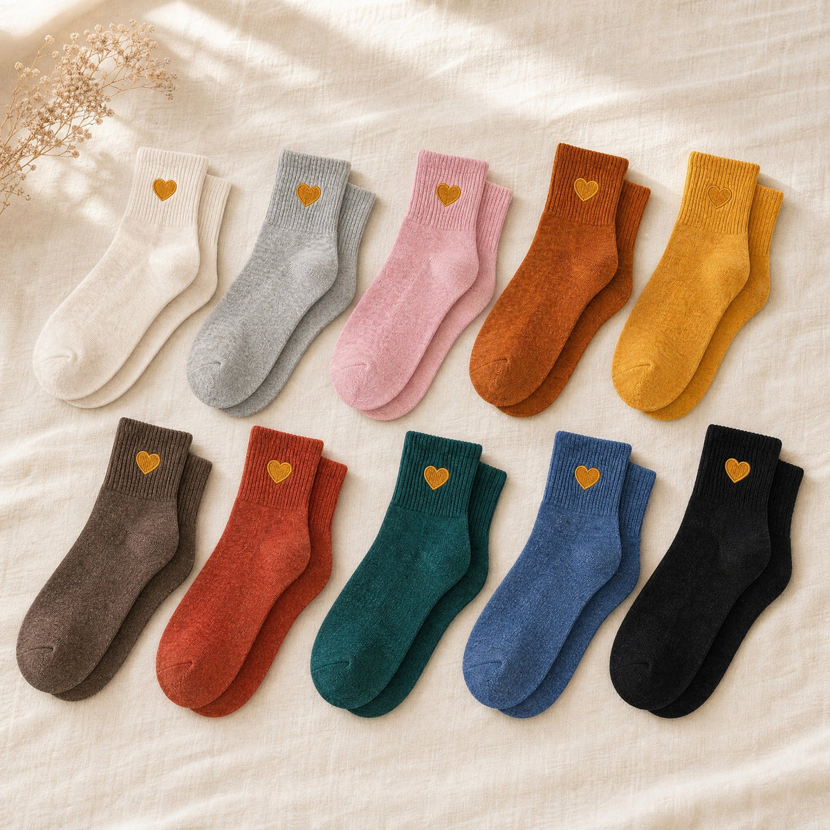 Little Gold Heart Socks