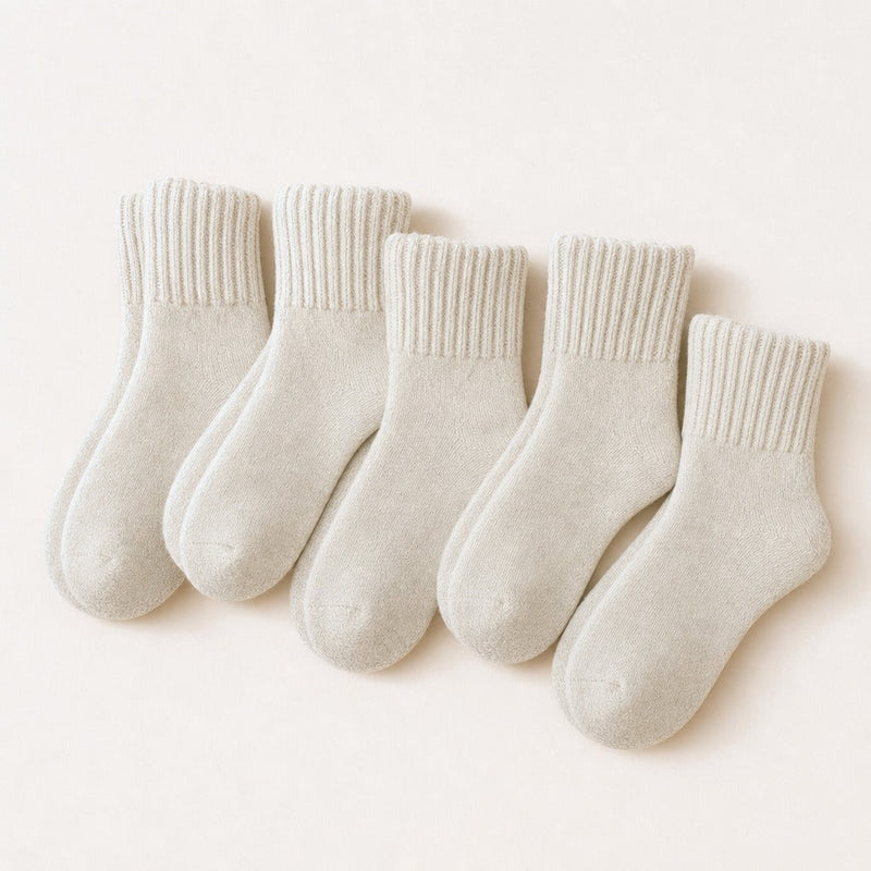 Cream Sweater Socks - The Coziest Slouchy Boot Socks (5 Pairs)